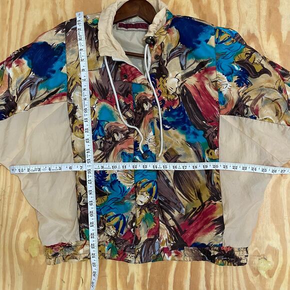 Vintage 80s Braetan Abstract Print Windbreaker Jacket Nylon Unisex M Oversized - Picture 5 of 12